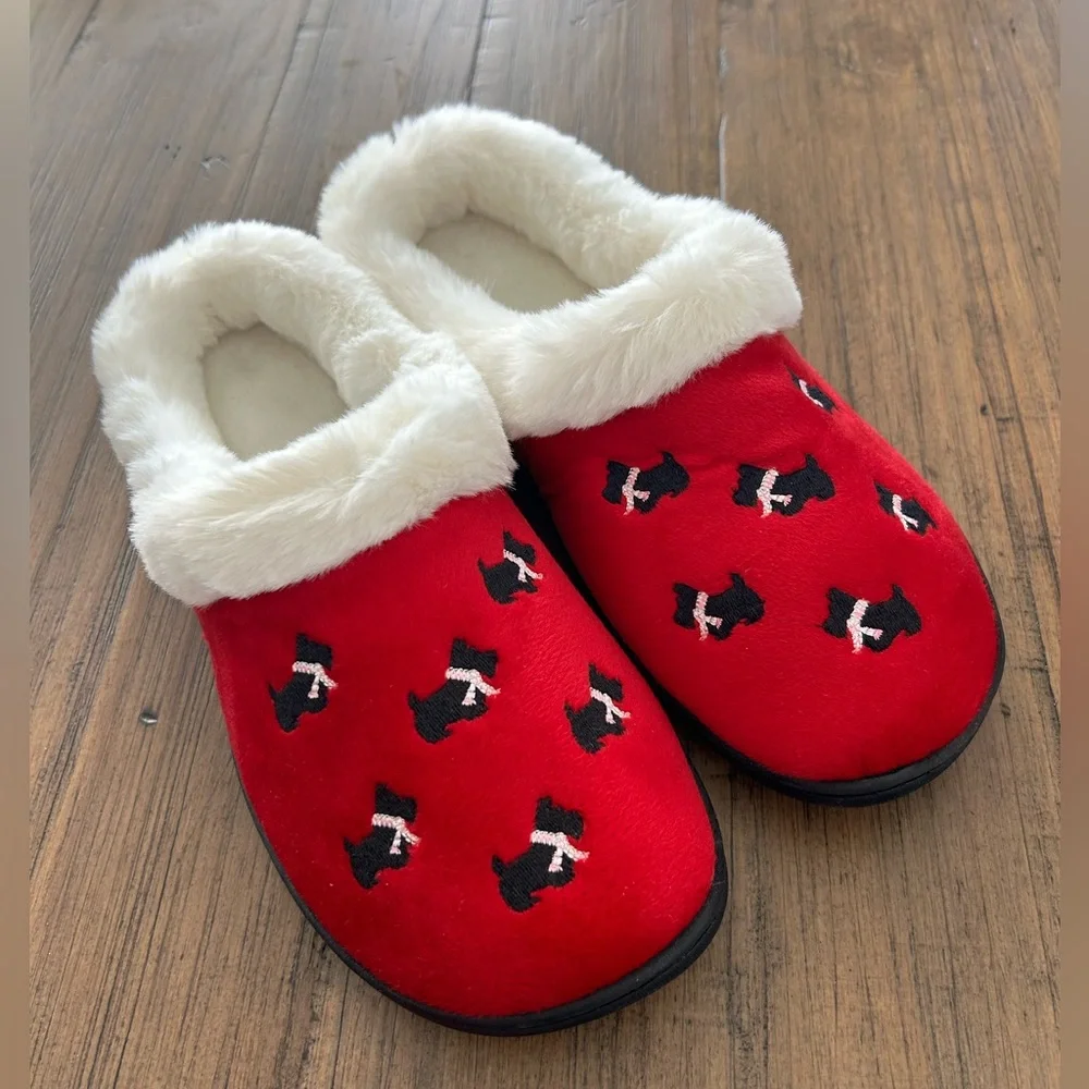 Cozy Charter Club Slippers with Scottie Dog Pattern size Medium 7-8 - Picture 2 of 4